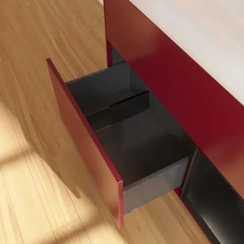 Bild von VILLEROY BOCH Finion Waschbeckenunterschrank, mit Beleuchtung, 2 Auszüge, 1000 x 603 x 501 mm, Peony Matt Lacquer / Black Matt Lacquer / Glass White Matt #F661PDHB