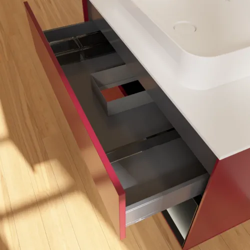 Bild von VILLEROY BOCH Finion Waschbeckenunterschrank, mit Beleuchtung, 2 Auszüge, 1000 x 603 x 501 mm, Peony Matt Lacquer / Black Matt Lacquer / Glass White Matt #F661PDHB