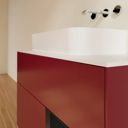 Bild von VILLEROY BOCH Finion Waschbeckenunterschrank, mit Beleuchtung, 2 Auszüge, 1000 x 603 x 501 mm, Peony Matt Lacquer / Black Matt Lacquer / Glass White Matt #F661PDHB