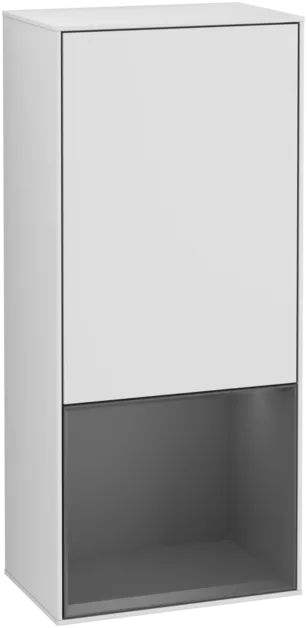 Bild von VILLEROY BOCH Finion Seitenschrank, mit Beleuchtung, 1 Tür, 418 x 936 x 270 mm, White Matt Lacquer / Anthracite Matt Lacquer #F540GKMT
