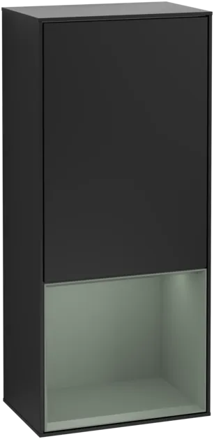 Bild von VILLEROY BOCH Finion Seitenschrank, mit Beleuchtung, 1 Tür, 418 x 936 x 270 mm, Black Matt Lacquer / Olive Matt Lacquer #F540GMPD