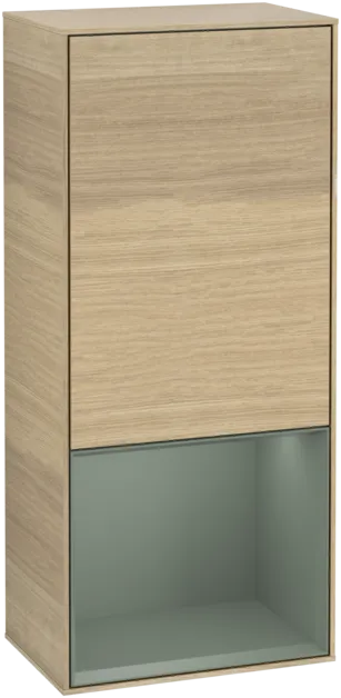VILLEROY BOCH Finion Side cabinet, with lighting, 1 door, 418 x 936 x 270 mm, Oak Veneer / Olive Matt Lacquer #F540GMPC resmi