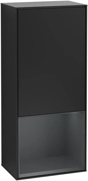 VILLEROY BOCH Finion Side cabinet, with lighting, 1 door, 418 x 936 x 270 mm, Black Matt Lacquer / Midnight Blue Matt Lacquer #F550HGPD resmi