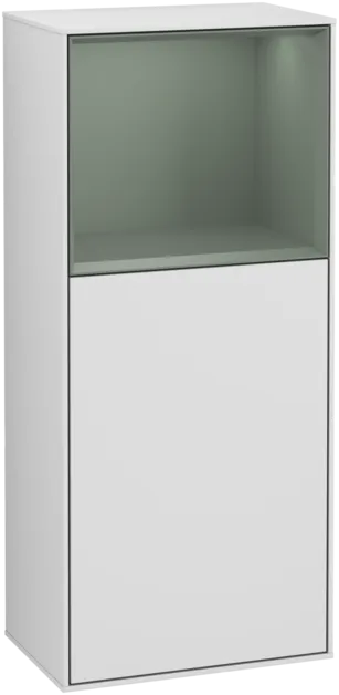 Зображення з  VILLEROY BOCH Finion Side cabinet, with lighting, 1 door, 418 x 936 x 270 mm, White Matt Lacquer / Olive Matt Lacquer #F510GMMT