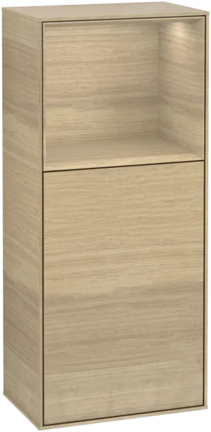 VILLEROY BOCH Finion Side cabinet, with lighting, 1 door, 418 x 936 x 270 mm, Oak Veneer / Oak Veneer #F500PCPC resmi