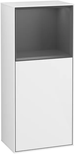 VILLEROY BOCH Finion Side cabinet, with lighting, 1 door, 418 x 936 x 270 mm, Glossy White Lacquer / Anthracite Matt Lacquer #F510GKGF resmi