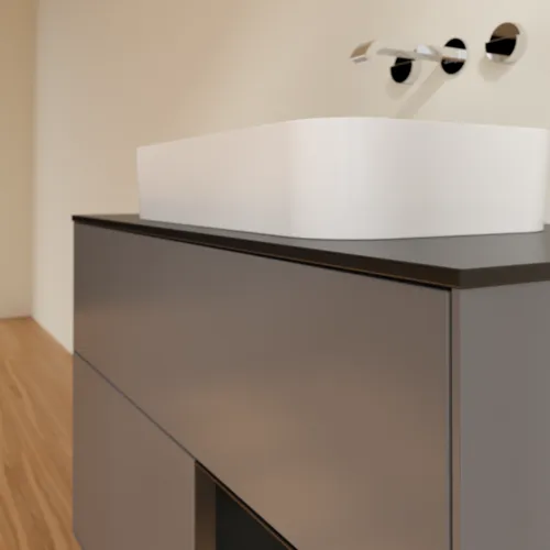 Bild von VILLEROY BOCH Finion Waschbeckenunterschrank, mit Beleuchtung, 2 Auszüge, 1000 x 603 x 501 mm, Anthracite Matt Lacquer / Black Matt Lacquer / Glass Black Matt #F662PDGK