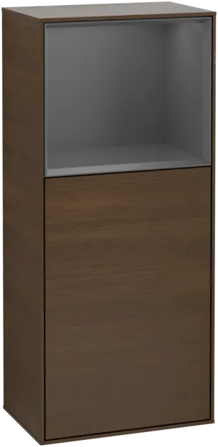 VILLEROY BOCH Finion Side cabinet, with lighting, 1 door, 418 x 936 x 270 mm, Walnut Veneer / Anthracite Matt Lacquer #F510GKGN resmi