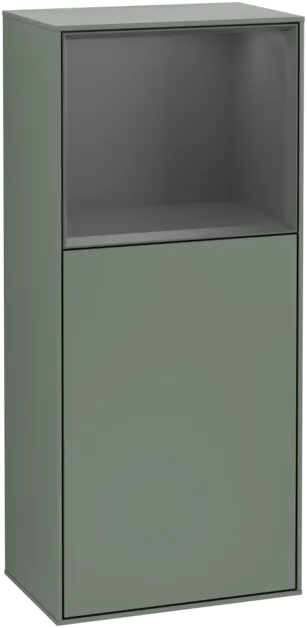 VILLEROY BOCH Finion Side cabinet, with lighting, 1 door, 418 x 936 x 270 mm, Olive Matt Lacquer / Anthracite Matt Lacquer #F510GKGM resmi