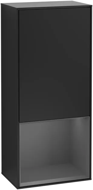 VILLEROY BOCH Finion Side cabinet, with lighting, 1 door, 418 x 936 x 270 mm, Black Matt Lacquer / Anthracite Matt Lacquer #F540GKPD resmi