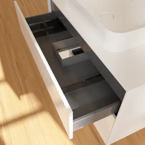 VILLEROY BOCH Finion Waschbeckenunterschrank, mit Beleuchtung, 2 Auszüge, 1000 x 603 x 501 mm, Glossy White Lacquer / Glossy White Lacquer / Glass White Matt #F651GFGF, Bild 8