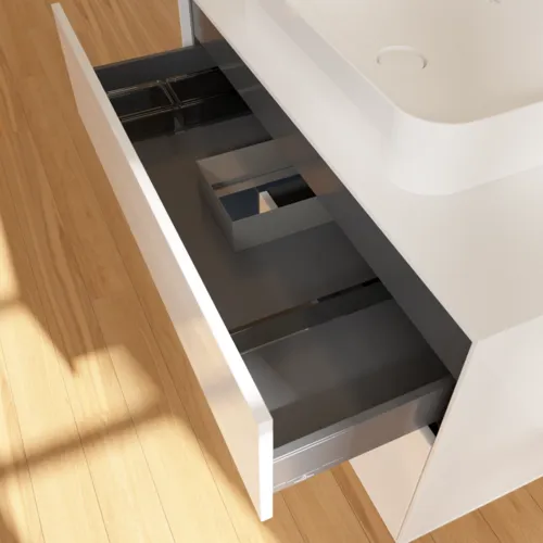 Bild von VILLEROY BOCH Finion Waschbeckenunterschrank, mit Beleuchtung, 2 Auszüge, 1000 x 603 x 501 mm, Glossy White Lacquer / Midnight Blue Matt Lacquer / Glass White Matt #F651HGGF