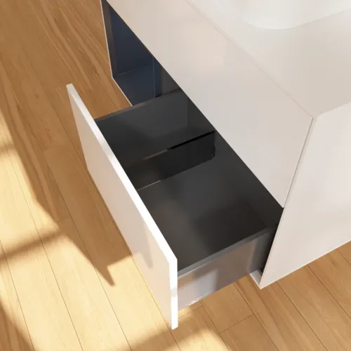 Bild von VILLEROY BOCH Finion Waschbeckenunterschrank, mit Beleuchtung, 2 Auszüge, 1000 x 603 x 501 mm, Glossy White Lacquer / Midnight Blue Matt Lacquer / Glass White Matt #F651HGGF