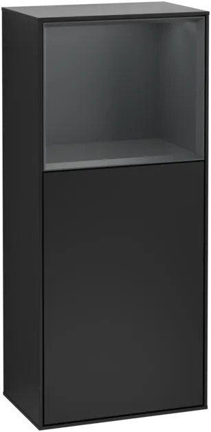 VILLEROY BOCH Finion Side cabinet, with lighting, 1 door, 418 x 936 x 270 mm, Black Matt Lacquer / Midnight Blue Matt Lacquer #F510HGPD resmi