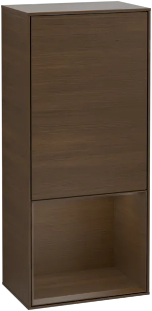 VILLEROY BOCH Finion Side cabinet, with lighting, 1 door, 418 x 936 x 270 mm, Walnut Veneer / Walnut Veneer #F550GNGN resmi