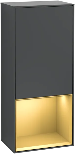 VILLEROY BOCH Finion Side cabinet, with lighting, 1 door, 418 x 936 x 270 mm, Midnight Blue Matt Lacquer / Gold Matt Lacquer #F540HFHG resmi