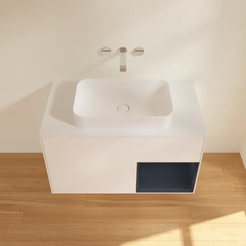 VILLEROY BOCH Finion Waschbeckenunterschrank, mit Beleuchtung, 2 Auszüge, 1000 x 603 x 501 mm, White Matt Lacquer / Midnight Blue Matt Lacquer / Glass White Matt #F661HGMT, Bild 4