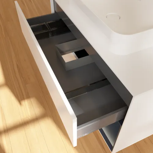 VILLEROY BOCH Finion Waschbeckenunterschrank, mit Beleuchtung, 2 Auszüge, 1000 x 603 x 501 mm, White Matt Lacquer / Midnight Blue Matt Lacquer / Glass White Matt #F661HGMT, Bild 8