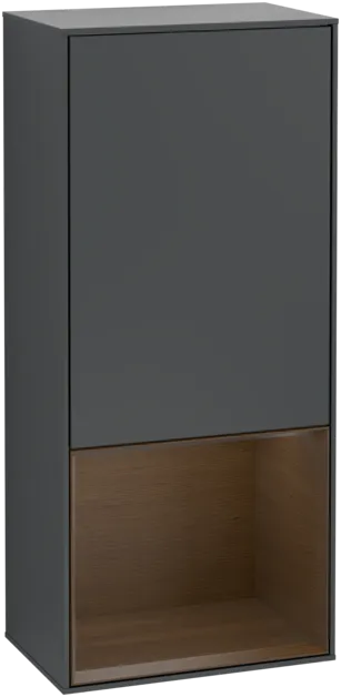 VILLEROY BOCH Finion Side cabinet, with lighting, 1 door, 418 x 936 x 270 mm, Midnight Blue Matt Lacquer / Walnut Veneer #F550GNHG resmi