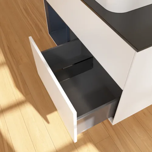 VILLEROY BOCH Finion Waschbeckenunterschrank, mit Beleuchtung, 2 Auszüge, 1000 x 603 x 501 mm, White Matt Lacquer / Midnight Blue Matt Lacquer / Glass Black Matt #F652HGMT, Bild 7