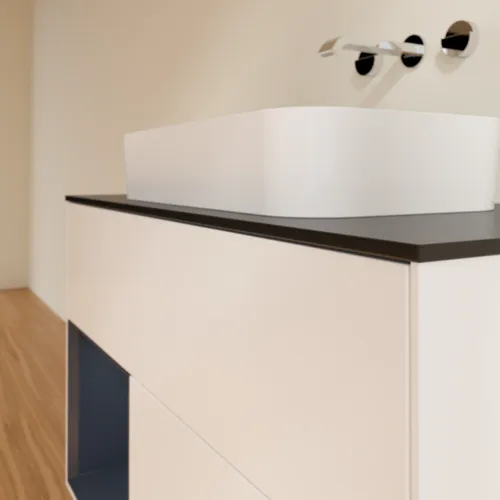 VILLEROY BOCH Finion Waschbeckenunterschrank, mit Beleuchtung, 2 Auszüge, 1000 x 603 x 501 mm, White Matt Lacquer / Midnight Blue Matt Lacquer / Glass Black Matt #F652HGMT, Bild 6