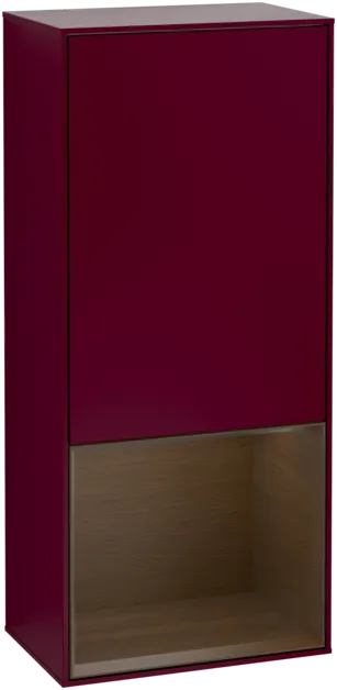 Bild von VILLEROY BOCH Finion Seitenschrank, mit Beleuchtung, 1 Tür, 418 x 936 x 270 mm, Peony Matt Lacquer / Walnut Veneer #F550GNHB