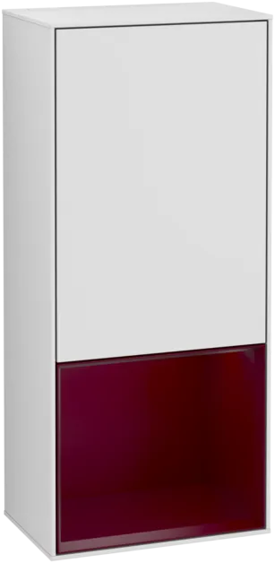 Bild von VILLEROY BOCH Finion Seitenschrank, mit Beleuchtung, 1 Tür, 418 x 936 x 270 mm, White Matt Lacquer / Peony Matt Lacquer #F550HBMT