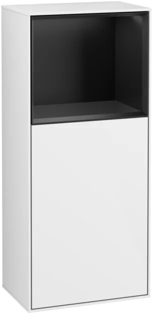 VILLEROY BOCH Finion Side cabinet, with lighting, 1 door, 418 x 936 x 270 mm, Glossy White Lacquer / Black Matt Lacquer #F500PDGF resmi