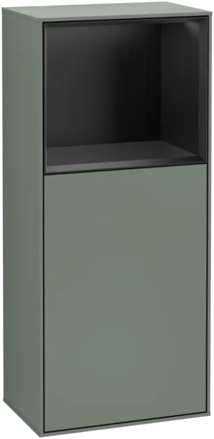 VILLEROY BOCH Finion Side cabinet, with lighting, 1 door, 418 x 936 x 270 mm, Olive Matt Lacquer / Black Matt Lacquer #F500PDGM resmi