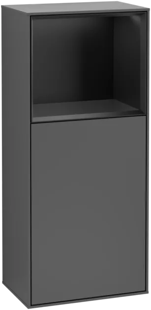 VILLEROY BOCH Finion Side cabinet, with lighting, 1 door, 418 x 936 x 270 mm, Anthracite Matt Lacquer / Black Matt Lacquer #F500PDGK resmi