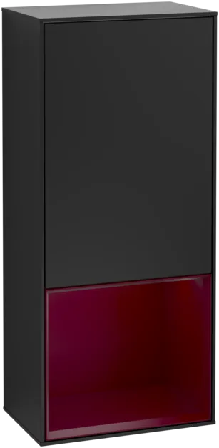 Bild von VILLEROY BOCH Finion Seitenschrank, mit Beleuchtung, 1 Tür, 418 x 936 x 270 mm, Black Matt Lacquer / Peony Matt Lacquer #F550HBPD