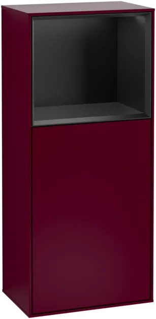 VILLEROY BOCH Finion Side cabinet, with lighting, 1 door, 418 x 936 x 270 mm, Peony Matt Lacquer / Black Matt Lacquer #F500PDHB resmi