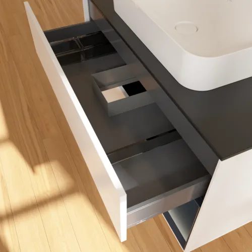 VILLEROY BOCH Finion Waschbeckenunterschrank, mit Beleuchtung, 2 Auszüge, 1000 x 603 x 501 mm, White Matt Lacquer / Midnight Blue Matt Lacquer / Glass Black Matt #F662HGMT, Bild 8