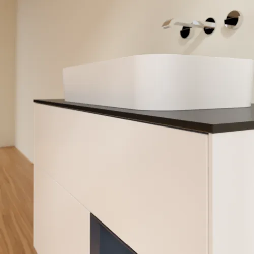 VILLEROY BOCH Finion Waschbeckenunterschrank, mit Beleuchtung, 2 Auszüge, 1000 x 603 x 501 mm, White Matt Lacquer / Midnight Blue Matt Lacquer / Glass Black Matt #F662HGMT, Bild 6