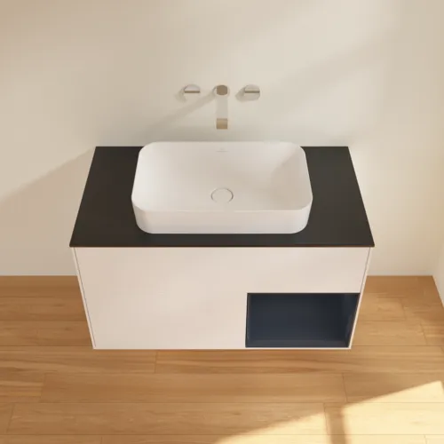 VILLEROY BOCH Finion Waschbeckenunterschrank, mit Beleuchtung, 2 Auszüge, 1000 x 603 x 501 mm, White Matt Lacquer / Midnight Blue Matt Lacquer / Glass Black Matt #F662HGMT, Bild 4