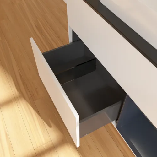 VILLEROY BOCH Finion Waschbeckenunterschrank, mit Beleuchtung, 2 Auszüge, 1000 x 603 x 501 mm, White Matt Lacquer / Midnight Blue Matt Lacquer / Glass Black Matt #F662HGMT, Bild 7