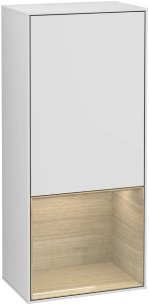 Bild von VILLEROY BOCH Finion Seitenschrank, mit Beleuchtung, 1 Tür, 418 x 936 x 270 mm, White Matt Lacquer / Oak Veneer #F540PCMT