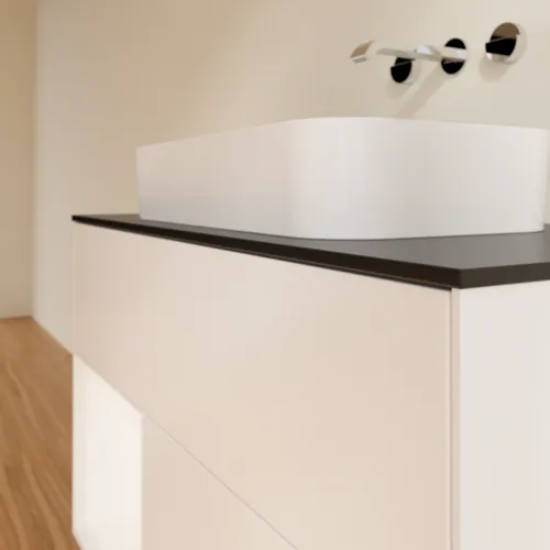 VILLEROY BOCH Finion Waschbeckenunterschrank, mit Beleuchtung, 2 Auszüge, 1000 x 603 x 501 mm, White Matt Lacquer / White Matt Lacquer / Glass Black Matt #F652MTMT, Bild 6