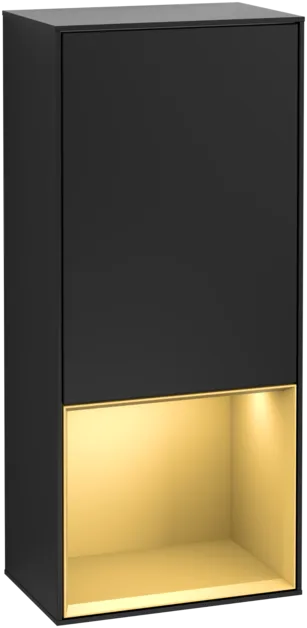 Bild von VILLEROY BOCH Finion Seitenschrank, mit Beleuchtung, 1 Tür, 418 x 936 x 270 mm, Black Matt Lacquer / Gold Matt Lacquer #F540HFPD