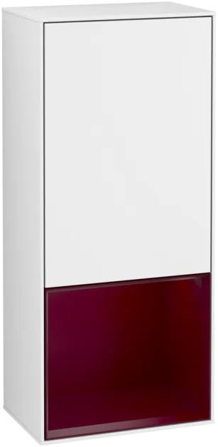 Bild von VILLEROY BOCH Finion Seitenschrank, mit Beleuchtung, 1 Tür, 418 x 936 x 270 mm, Glossy White Lacquer / Peony Matt Lacquer #F540HBGF