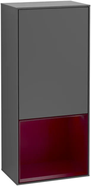 Bild von VILLEROY BOCH Finion Seitenschrank, mit Beleuchtung, 1 Tür, 418 x 936 x 270 mm, Anthracite Matt Lacquer / Peony Matt Lacquer #F540HBGK