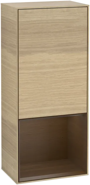 Picture of VILLEROY BOCH Finion Side cabinet, with lighting, 1 door, 418 x 936 x 270 mm, Oak Veneer / Walnut Veneer #F550GNPC