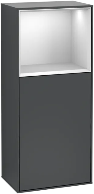 Picture of VILLEROY BOCH Finion Side cabinet, with lighting, 1 door, 418 x 936 x 270 mm, Midnight Blue Matt Lacquer / White Matt Lacquer #F500MTHG