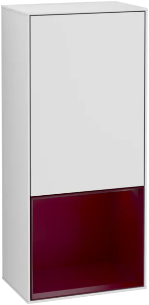 Picture of VILLEROY BOCH Finion Side cabinet, with lighting, 1 door, 418 x 936 x 270 mm, White Matt Lacquer / Peony Matt Lacquer #F540HBMT