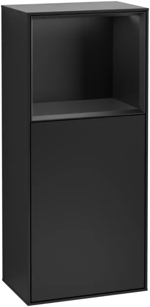 Picture of VILLEROY BOCH Finion Side cabinet, with lighting, 1 door, 418 x 936 x 270 mm, Black Matt Lacquer / Black Matt Lacquer #F510PDPD
