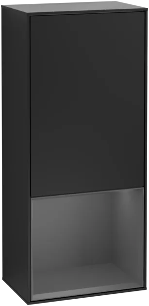 Picture of VILLEROY BOCH Finion Side cabinet, with lighting, 1 door, 418 x 936 x 270 mm, Black Matt Lacquer / Anthracite Matt Lacquer #F550GKPD