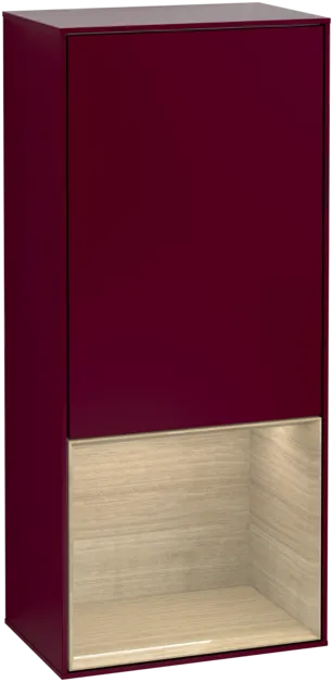 Picture of VILLEROY BOCH Finion Side cabinet, with lighting, 1 door, 418 x 936 x 270 mm, Peony Matt Lacquer / Oak Veneer #F550PCHB