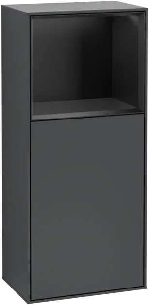 Зображення з  VILLEROY BOCH Finion Side cabinet, with lighting, 1 door, 418 x 936 x 270 mm, Midnight Blue Matt Lacquer / Black Matt Lacquer #F510PDHG