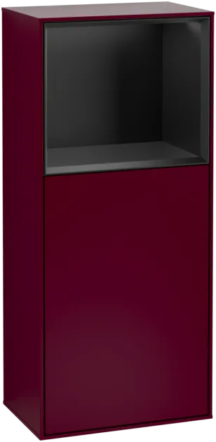 Зображення з  VILLEROY BOCH Finion Side cabinet, with lighting, 1 door, 418 x 936 x 270 mm, Peony Matt Lacquer / Black Matt Lacquer #F510PDHB