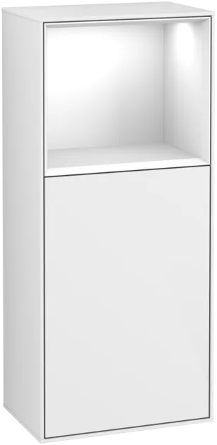Зображення з  VILLEROY BOCH Finion Side cabinet, with lighting, 1 door, 418 x 936 x 270 mm, Glossy White Lacquer / Glossy White Lacquer #F510GFGF